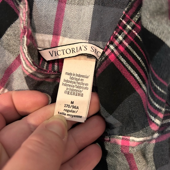 Victoria’s Secret Black Pink Plaid Long Sleeve Pants Pajama Set Pjs SZ M - Picture 5 of 5